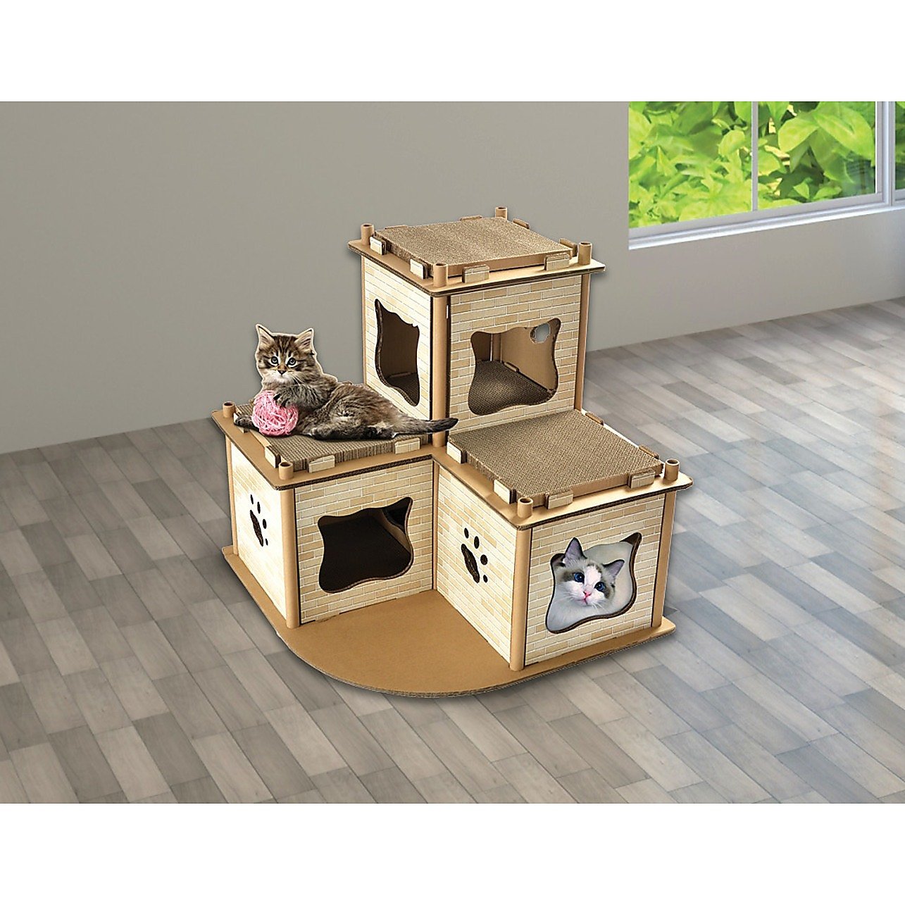 Cat Cardboard House Tree Tower Condo Scratcher Pet Post Pad Mat