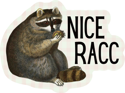 Nice Racc Die Cut Vinyl Sticker | Punny Vintage Historical Animal