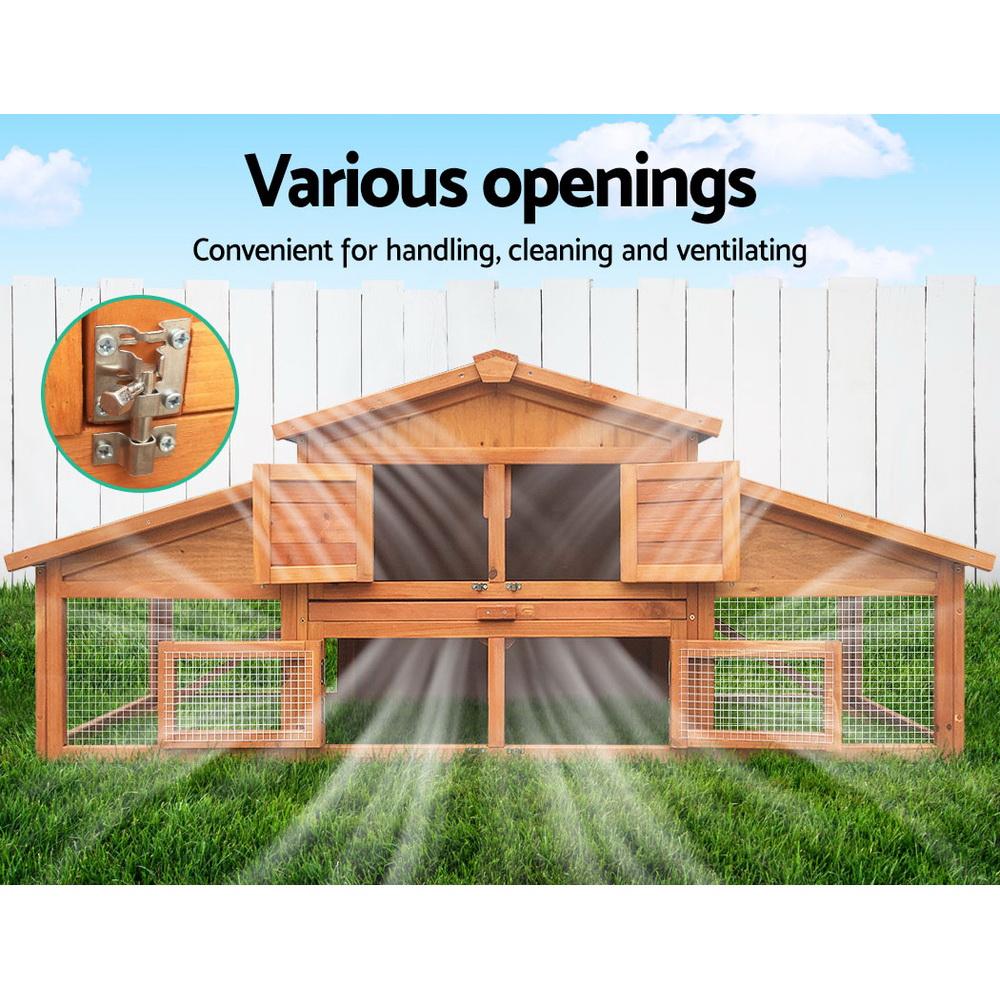 i.Pet Rabbit Hutch Chicken Coop Wooden Pet Hutch 169cm x 52cm x 72cm