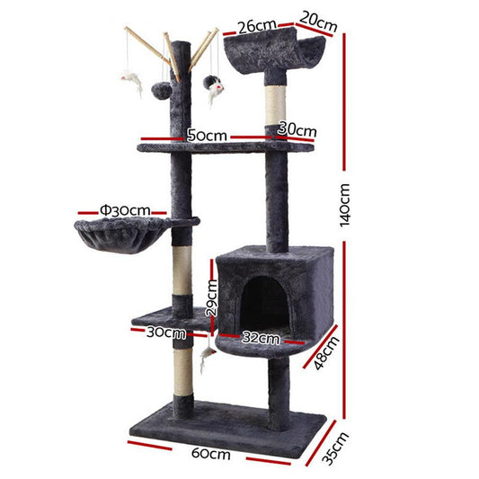 i.Pet Cat Tree 140cm Trees Scratching Post Scratcher Tower Condo House