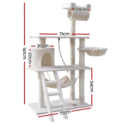 i.Pet Cat Tree 141cm Trees Scratching Post Scratcher Tower Condo House