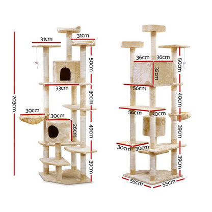 i.Pet Cat Tree 203cm Trees Scratching Post Scratcher Tower Condo House