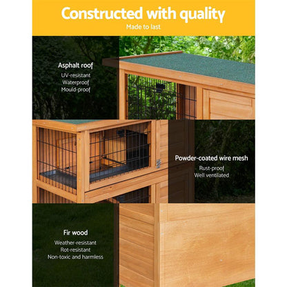 i.Pet Rabbit Hutch Wooden Cage Pet hutch Chicken Coop 91.5cm x 46cm x