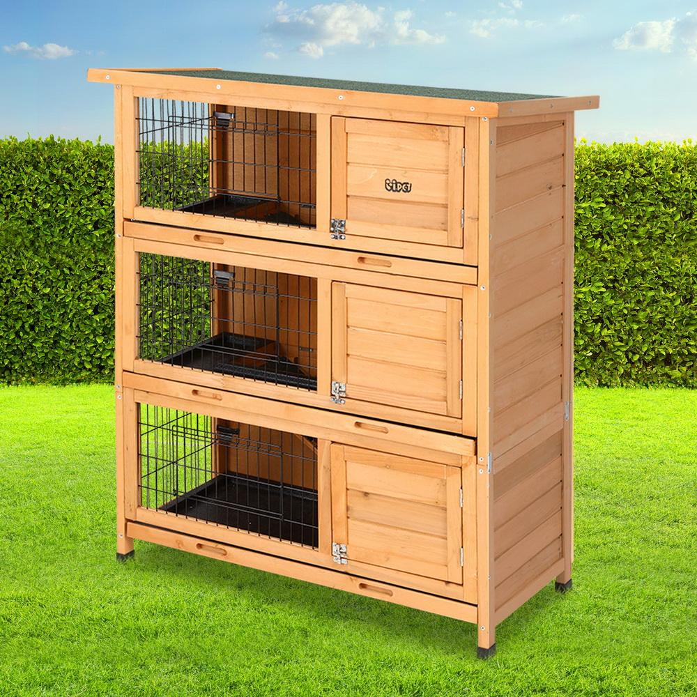 i.Pet Rabbit Hutch Wooden Cage Pet hutch Chicken Coop 91.5cm x 46cm x