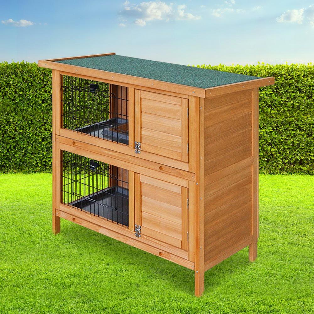 i.Pet Rabbit Hutch Wooden Pet Hutch 82cm x 91.5cm x 45cm