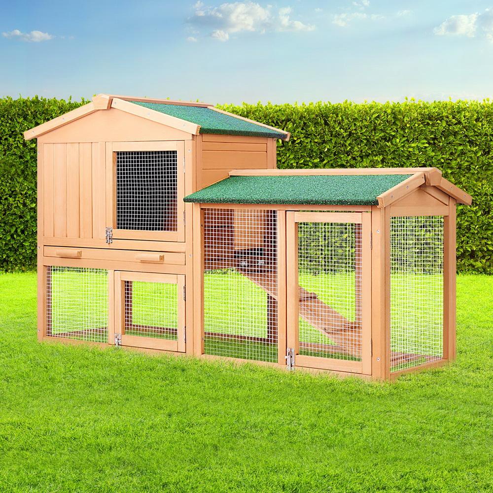 i.Pet Chicken Coop Rabbit Hutch 138cm Wide Wooden Pet Hutch