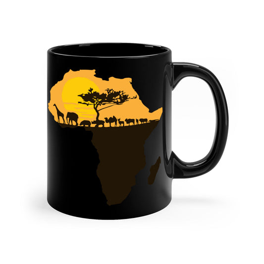 africa with animals- black words - phrases-Mug / Coffee Cup